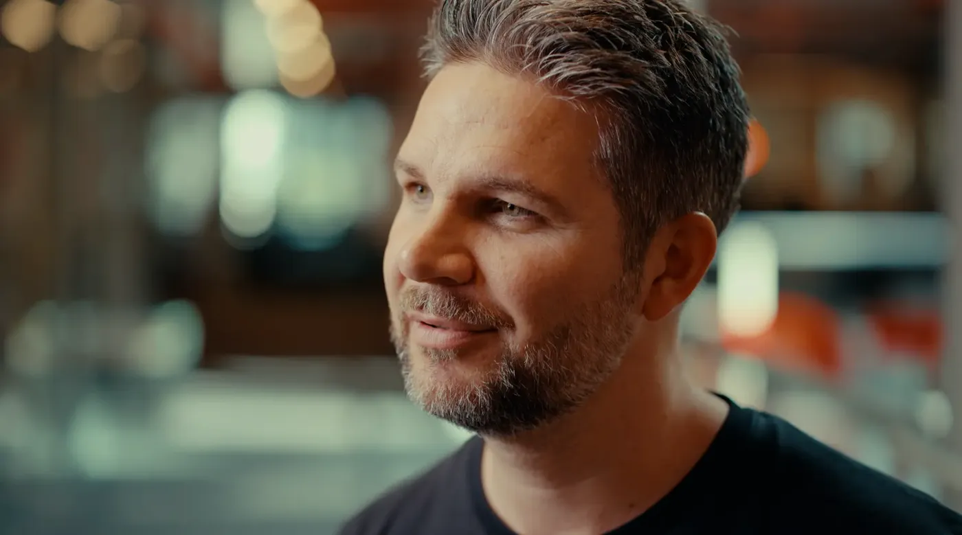 Podcast recording portrait